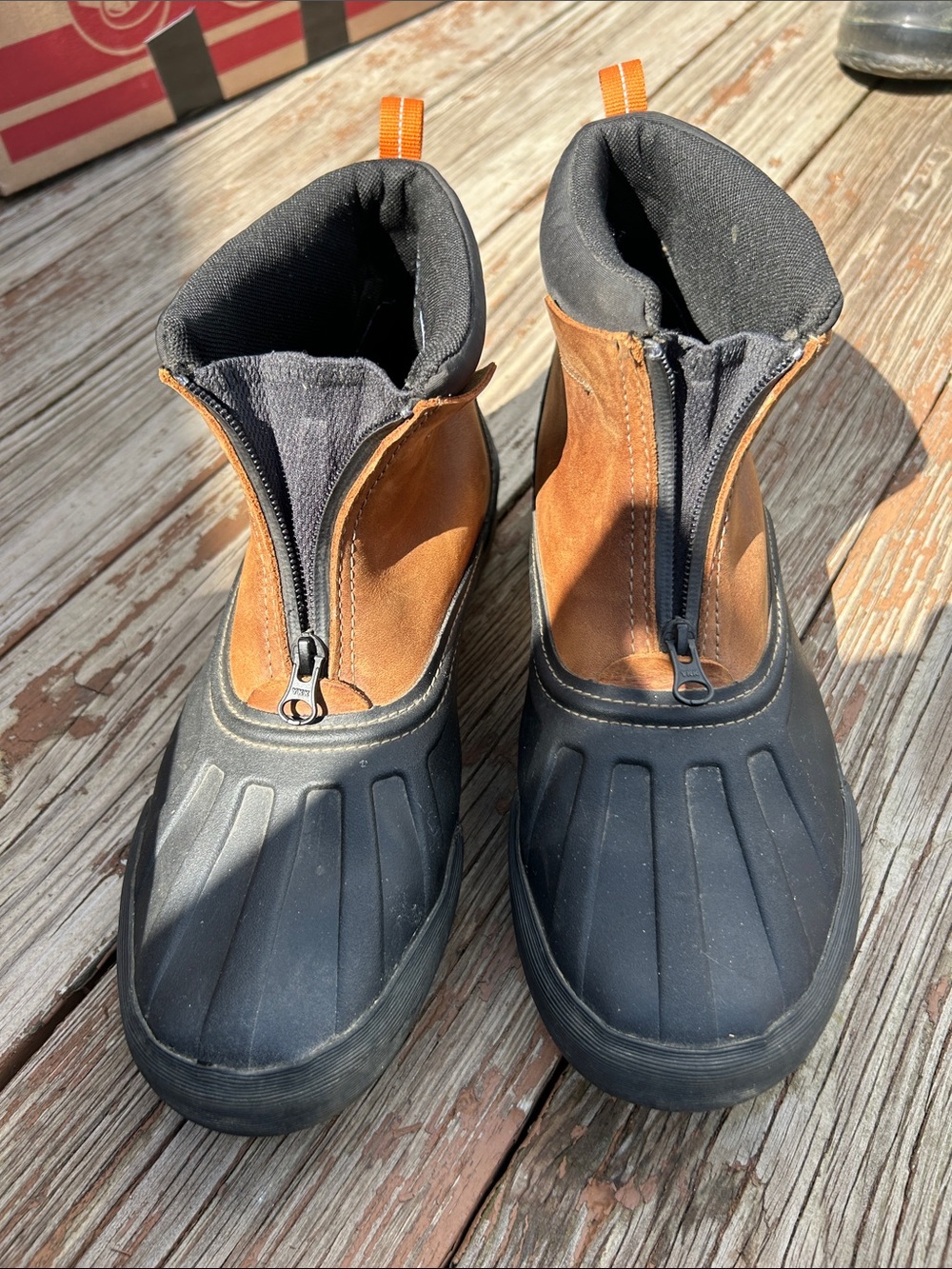 Men's Clarks Brown and Black Zip Front Duck Boots - Outdoor Waterproof Footwear